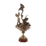 BRONZE EWER WITH CUPIDS FEEDING SWANS