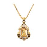 GOLD AND DIAMOND NECKLACE WITH RELIGIOUS PENDANT