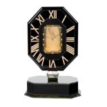 A CARTIER CITRINE, ONYX, CHRYSOPRASE, SILVER AND DIAMOND 'MYSTERY CLOCK', CASE NO. 201207, CIRCA 197