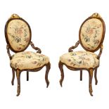 PAIR OF FRENCH VINTAGE CHAIRS WITH LIGHT FLORAL UPHOLSTERY