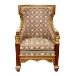 FRENCH NAPOLEANIC HIGH-BACK ARMCHAIR, CIRCA 1880
