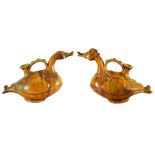 A PAIR OF CHINESE SANCAI-GLAZED CERAMIC 'DUCK' EWERS