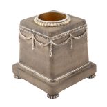 A FABERGE SILVER-MOUNTED SANDSTONE MATCH HOLDER, MOSCOW, 1899-1908