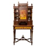 FRENCH NEOCLASSICAL REVIVAL CARVED WALNUT HAND-PAINTED DISPLAY CABINET, MIDDLE 19TH CENTURY