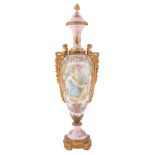 AN ORMOLU-MOUNTED TWO-HANDLED SEVRES STYLE VASE, COLLOT, LATE 19TH-EARLY 20TH CENTURY