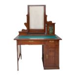 WOOD DRESSING TABLE WITH FRAMED MIRROR, 19TH CENTURY