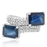 18K WHITE GOLD SAPPHIRE DIAMOND RING