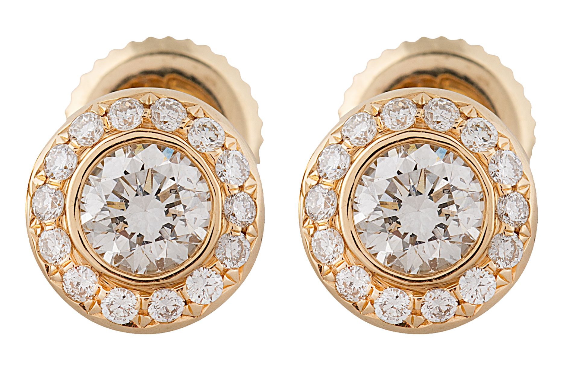 18KT GOLD DIAMOND EARRINGS, HARRY WINSTON, NEW YORK, CONTEMPORARY