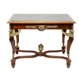 WOODEN ENTRYWAY TABLE GREEN MARBLE INSET