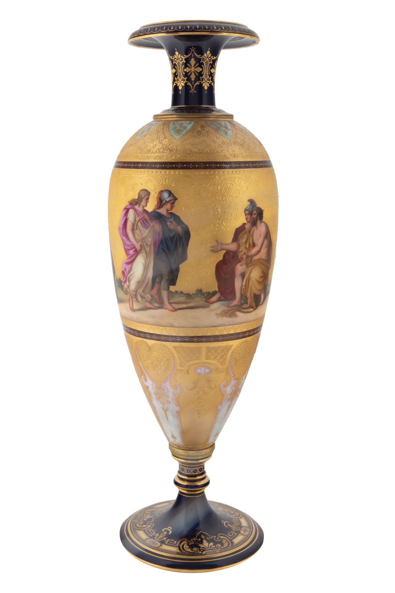 A ROYAL VIENNA PORCELAIN VASE, F. SCHOBR, ACKERMANN & FRITZE, RUDOLSTADT-VOLKESTEDT, FIRST HALF OF 2