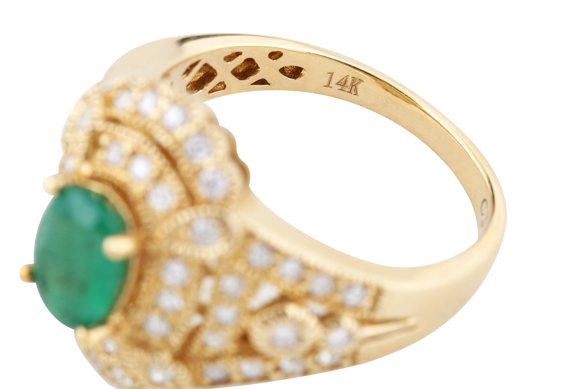 EMERALD AND DIAMOND 14KT GOLD RING - Image 4 of 4
