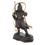 A FINE MINIATURE JAPANESE BRONZE AND MIXED METAL IMMORTAL FIGURE, MEIJI PERIOD (1868-1912)