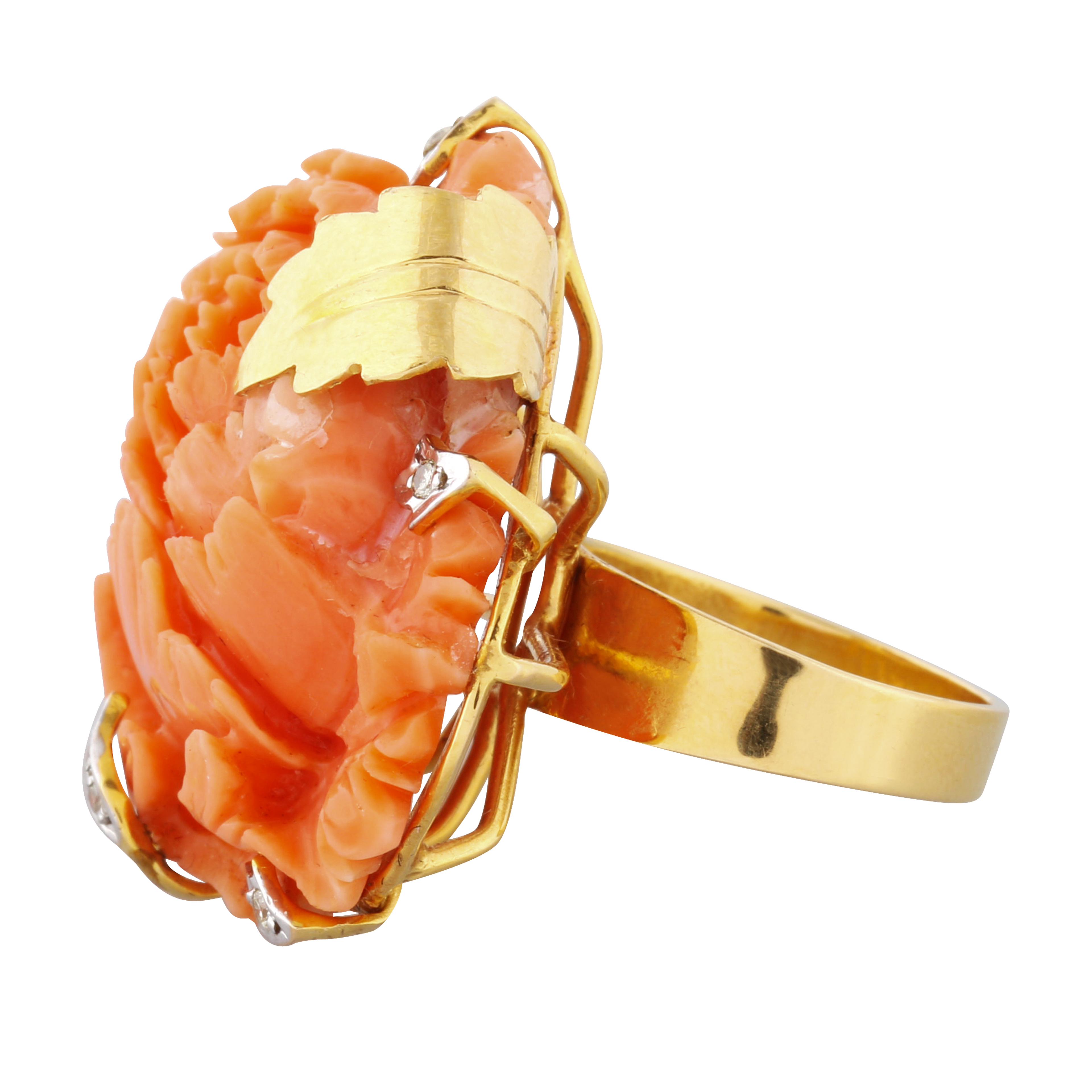 12KT LARGE ROSETTE RING SET IN GOLD - Image 2 of 3