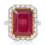 14KT GOLD CUSHION CUT RUBY RING