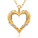 14KT GOLD DIAMOND HEART PENDANT NECKLACE