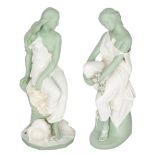 A PAIR OF ENGLISH PORCELAIN FIGURES OF MAIDENS, MINTONS, STOKE-UPON-TRENT