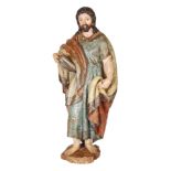 A SPANISH POLYCHROME WOOD FIGURE OF CHRIST TEACHING, 18TH CENTURY