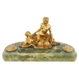 AN ONYX INKWELL WITH ORMOLU MOUNTS BY ALEXANDRE CLERGET (FRENCH 1856-1931)