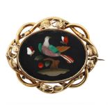 PIETRA DURA 10KT GOLD BROOCH, CIRCA 19th CENTURY