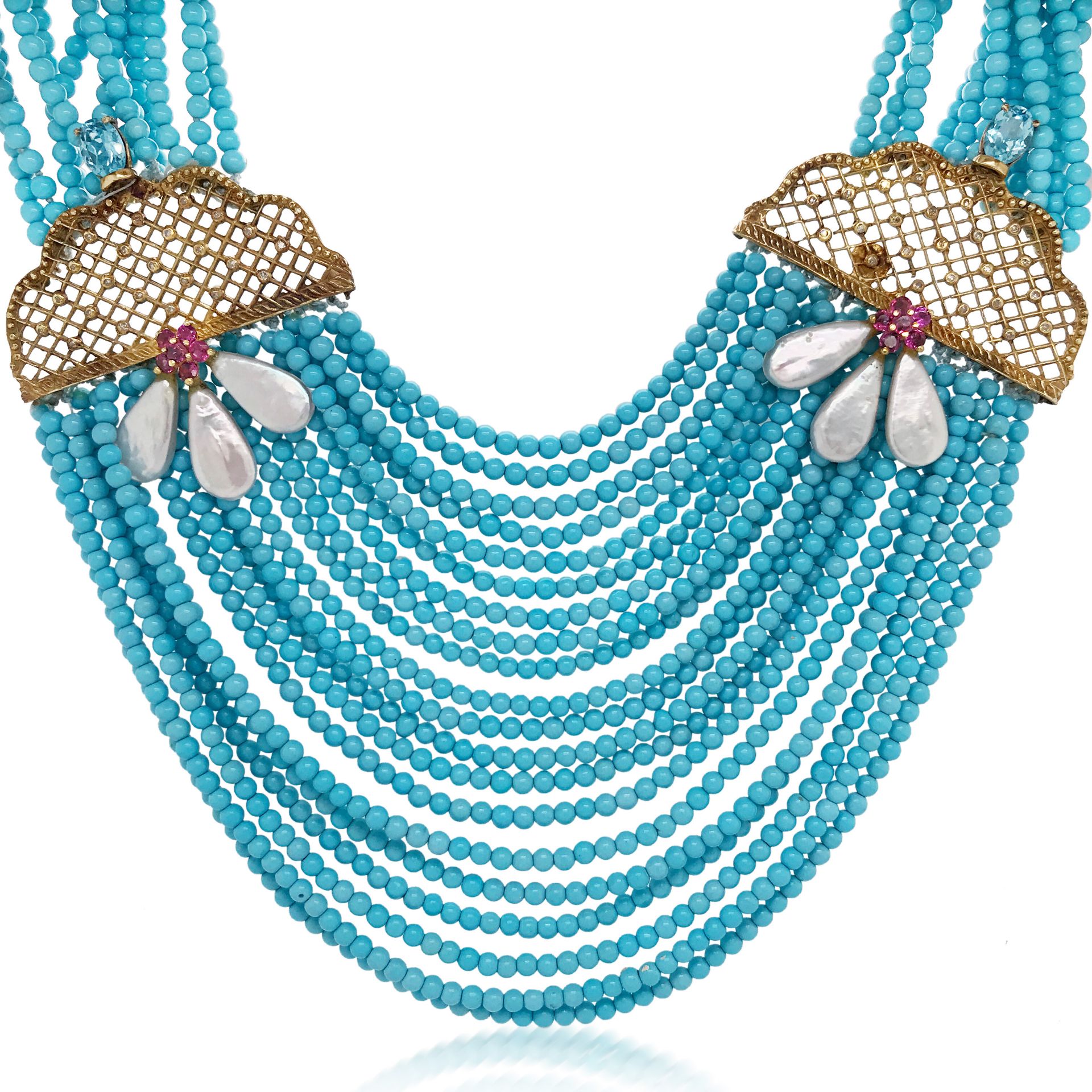 18KT GOLD AND TURQUOISE NECKLACE