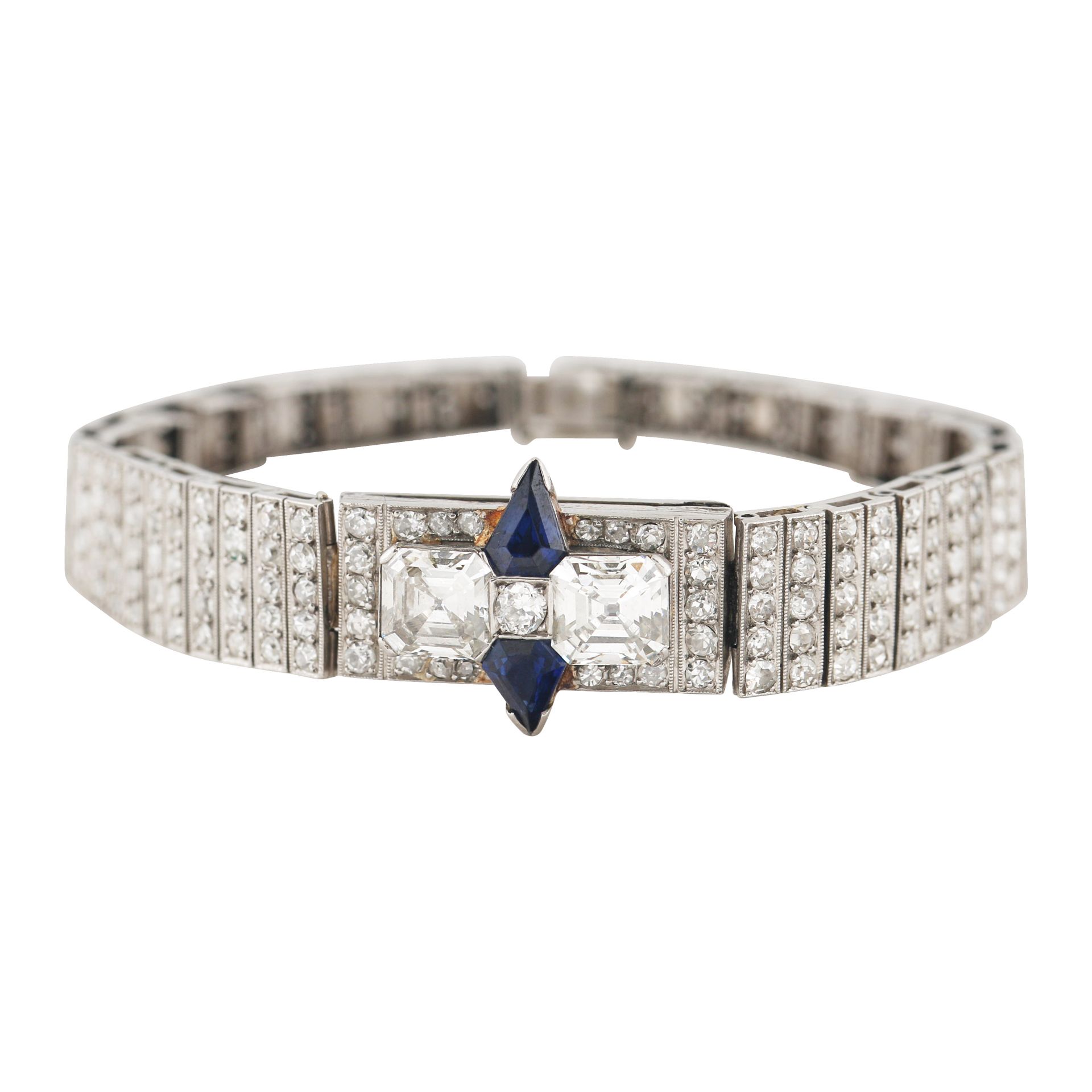 A DIAMOND AND SAPPHIRE BRACELET