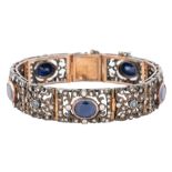 14K BRACELET WITH DIAMONDS AND SAPPHIRE