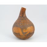 AFRICAN LOW RELIEF CARVED GOURD WATER BOTTLE