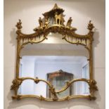 CARVED CHIPPENDALE OVER MANTLE MIRROR