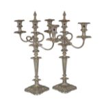 PAIR OF LARGE SHEFFIELD SILVER PLATED CANDELABRAS