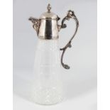 CRYSTAL AND SILVER PLATED CLARET JUG