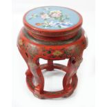 CHINESE QING PERIOD LACQUERED AND CLOISONNÉ STAND