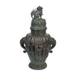 MONUMENTAL JAPANESE BRONZE URN AND COVER
