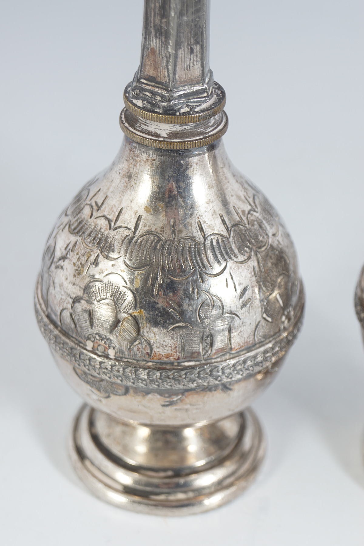 PAIR OF ISLAMIC SILVER ROSE WATER BOTTLES - Image 4 of 4