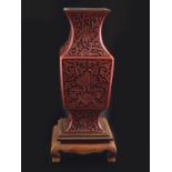 CHINESE QING PERIOD CINNABAR LACQUERED VASE