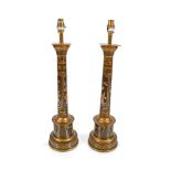 PAIR OF BLACK CHINOISERIE LACQUERED TABLE LAMPS