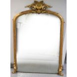 19TH-CENTURY CARVED GILTWOOD OVER MANTLE MIRROR