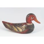 CARVED WOOD POLYCHROME DECOY DUCK
