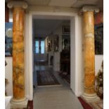 PAIR OF PAINTED SCAGLIOLA ICONIC COLUMNS