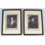 PAIR 18TH-CENTURY PORTRAIT MINIATURE ENGRAVINGS