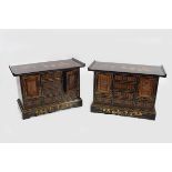 PAIR OF CHINESE LACQUERED AND CARVED PEDESTALS