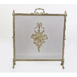 LARGE 19TH-CENTURY BRASS ARMORIAL FIRE SCREEN