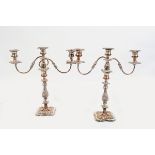 PAIR OF LARGE SHEFFIELD PLATED CANDELABRA