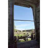 PAIR OF METAL FRAMED ARCHED MIRRORS