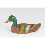 CARVED WOOD POLYCHROME DECOY DUCK