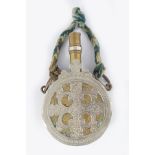 19TH-CENTURY PERSIAN SILVER MOUNTED POWDER FLASK