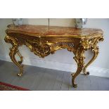 LARGE 19TH-CENTURY CARVED GILTWOOD CONSOLE TABLE