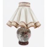 PAIR OF LARGE POLYCHROME PORCELAIN TABLE LAMPS