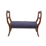 ANTIQUE ROSEWOOD ARMORIAL SCROLL END WINDOW SEAT