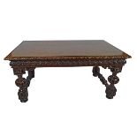 19TH-CENTURY WALNUT AND PARQUETRY LIBRARY TABLE