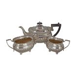 THREE PIECE SHEFFIELD SILVER PLATED TEA SERVICE